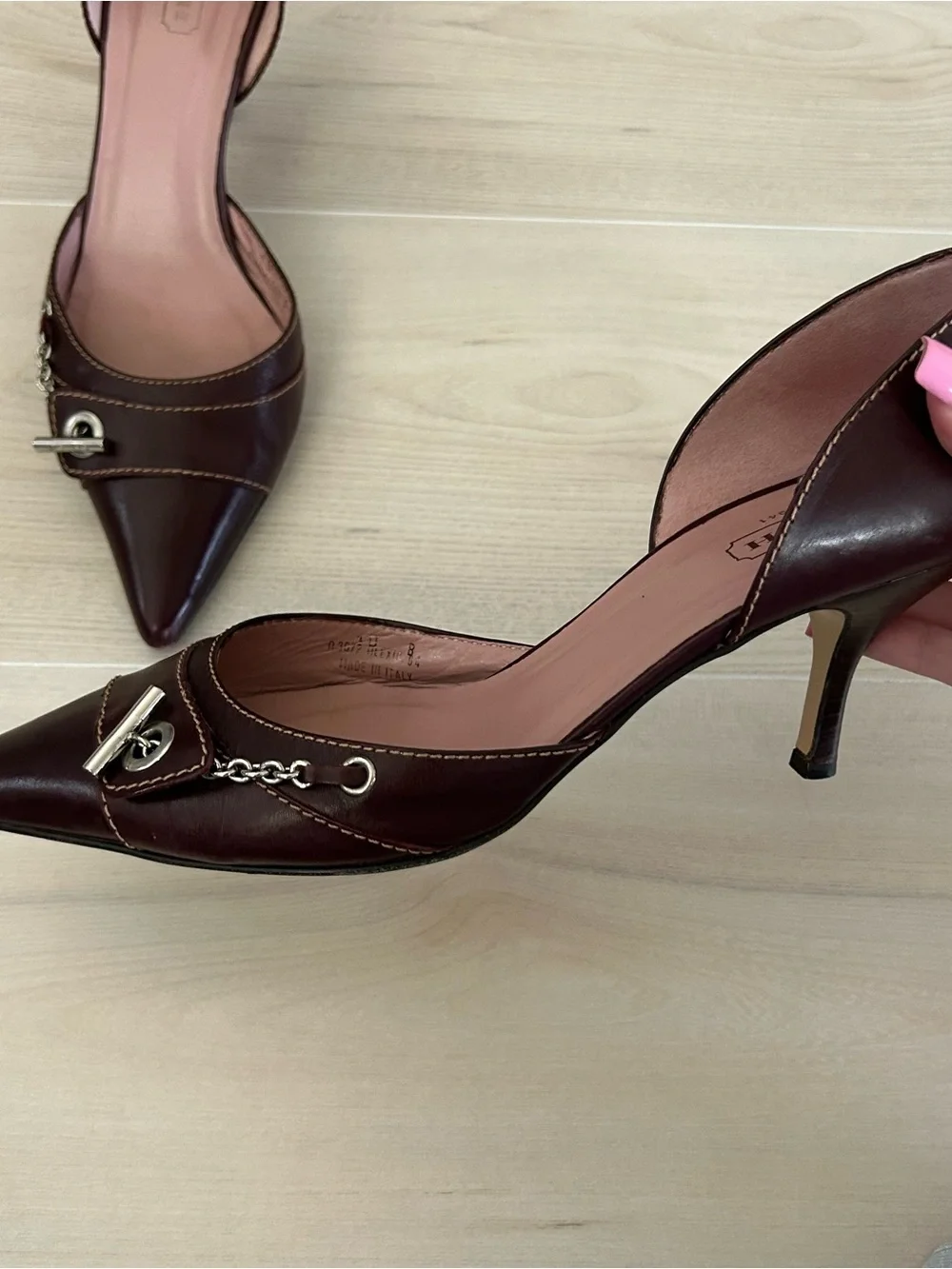 burgundy coach heels
